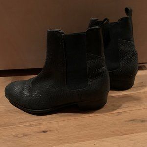 snakeskin ankle booties